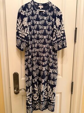 Pink Chicken Navy and White Floral Midi Dress